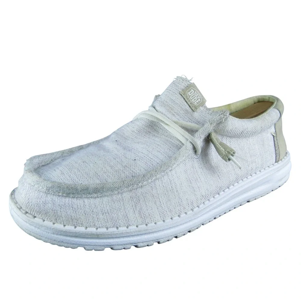 Hey Dude Wally Ascend Woven Ivory Coast‎ Men Slip-On Size 8 Medium Gray Fabric